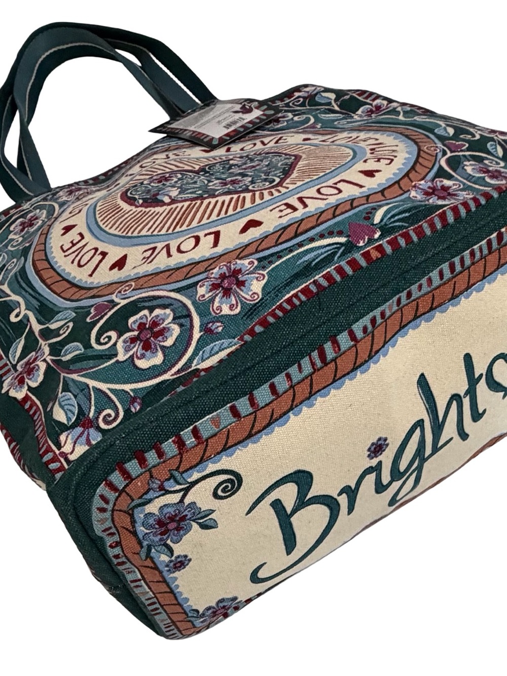 Brighton Bella Tile Tote “Love Is All You Need”Canvas Tote Bag - Picture 3 of 9